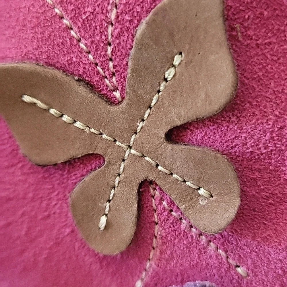 Girls Winter L'Amour Fiore Tall Faux Suede Boot Applique Flowers Hot Pink Zipper